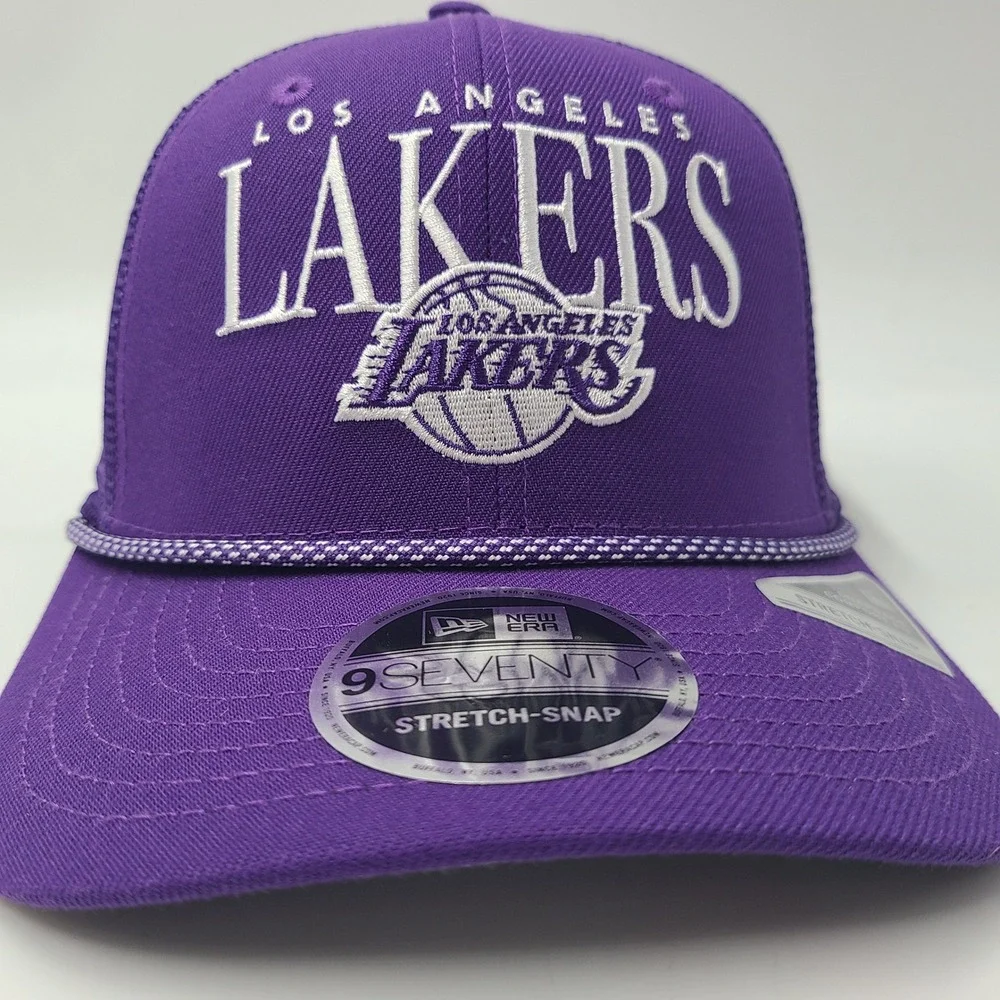 Los Angeles Lakers Hat Snapback Trucker Mesh New Era 9Seventy Purple White Rope